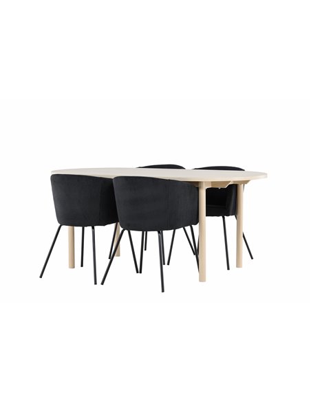 Matgrupp Andy med Berit matstolar, 180 × 90 cm