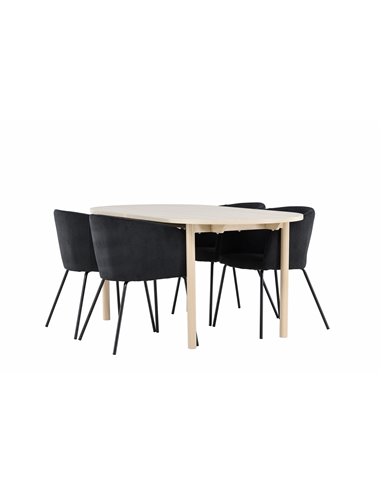 Matgrupp Andy med Berit matstolar, 180 × 90 cm