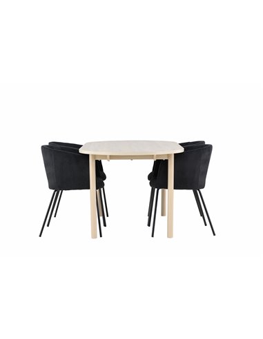 Matgrupp Andy med Berit matstolar, 180 × 90 cm
