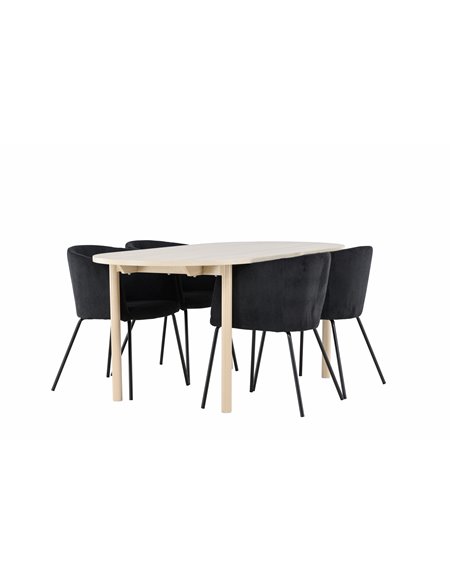 Matgrupp Andy med Berit matstolar, 180 × 90 cm