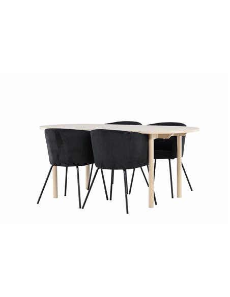 Matgrupp Andy med Berit matstolar, 180 × 90 cm