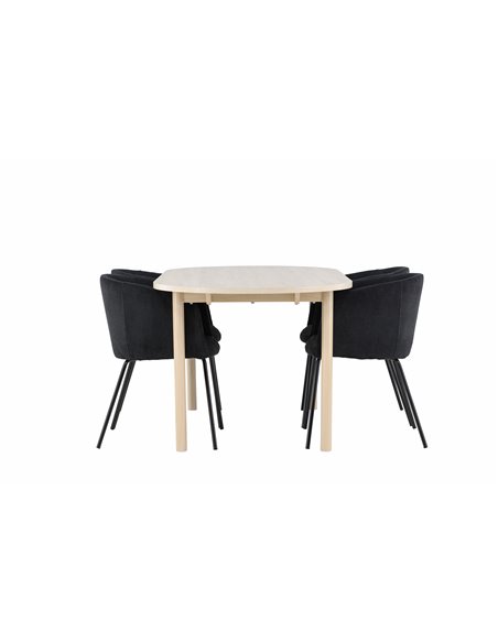 Matgrupp Andy med Berit matstolar, 180 × 90 cm