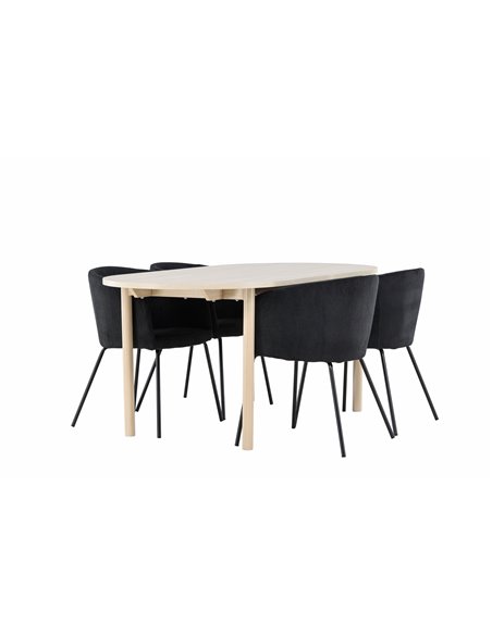 Matgrupp Andy med Berit matstolar, 180 × 90 cm