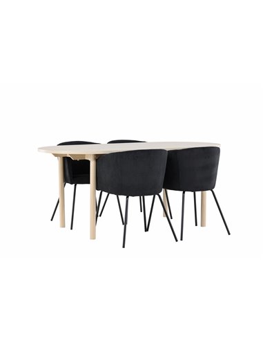 Matgrupp Andy med Berit matstolar, 180 × 90 cm