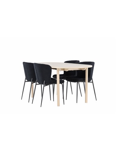Matgrupp Andy med Modesto matstolar, 180 × 90 cm