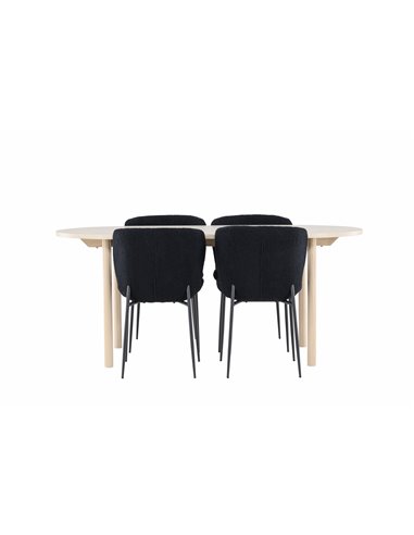 Matgrupp Andy med Modesto matstolar, 180 × 90 cm