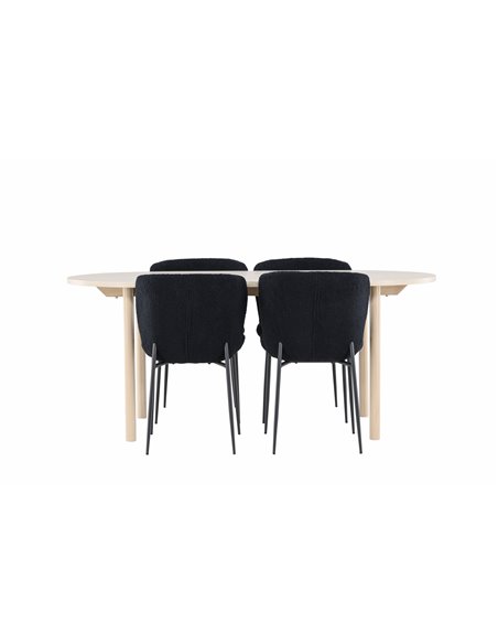 Matgrupp Andy med Modesto matstolar, 180 × 90 cm