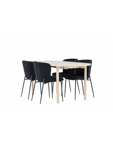 Matgrupp Andy med Modesto matstolar, 180 × 90 cm