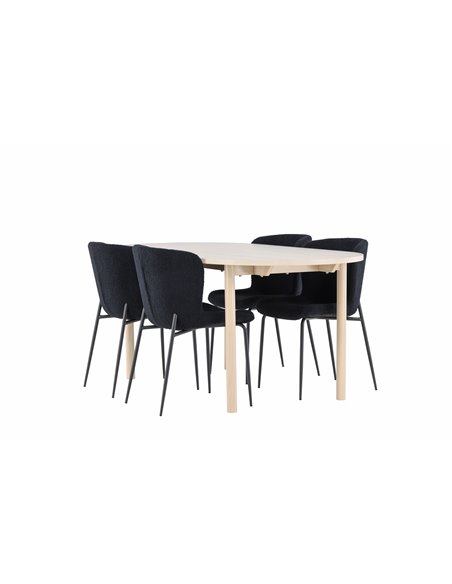 Matgrupp Andy med Modesto matstolar, 180 × 90 cm