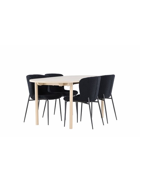 Matgrupp Andy med Modesto matstolar, 180 × 90 cm