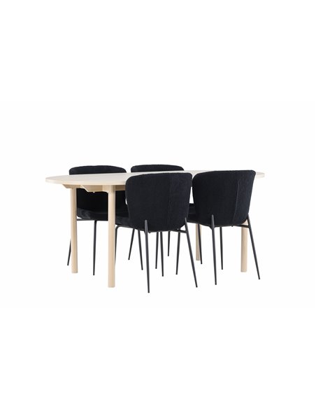 Matgrupp Andy med Modesto matstolar, 180 × 90 cm