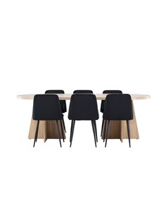 Matgrupp Bootcut med Night matstolar, 230 × 115 cm