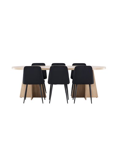Matgrupp Bootcut med Night matstolar, 230 × 115 cm