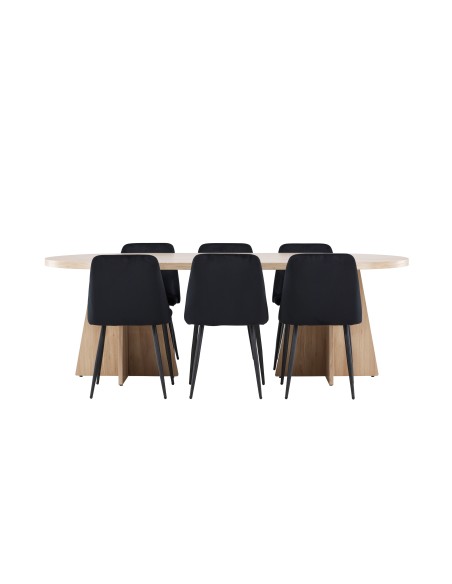 Matgrupp Bootcut med Night matstolar, 230 × 115 cm