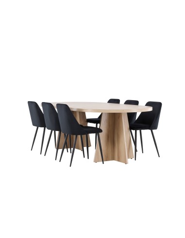 Matgrupp Bootcut med Night matstolar, 230 × 115 cm