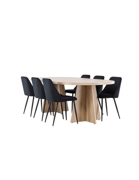 Matgrupp Bootcut med Night matstolar, 230 × 115 cm
