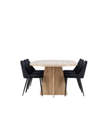 Matgrupp Bootcut med Night matstolar, 230 × 115 cm