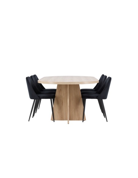 Matgrupp Bootcut med Night matstolar, 230 × 115 cm