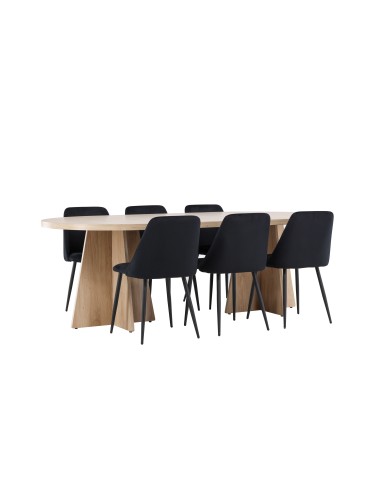 Matgrupp Bootcut med Night matstolar, 230 × 115 cm