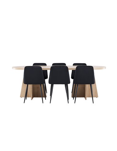 Matgrupp Bootcut med Night matstolar, 230 × 115 cm