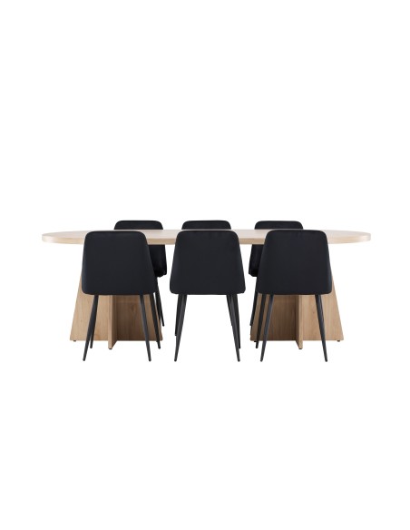 Matgrupp Bootcut med Night matstolar, 230 × 115 cm