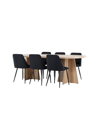 Matgrupp Bootcut med Night matstolar, 230 × 115 cm