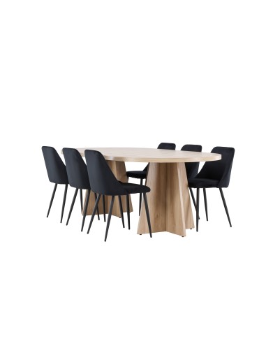 Matgrupp Bootcut med Night matstolar, 230 × 115 cm