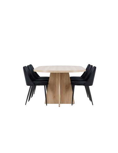 Matgrupp Bootcut med Night matstolar, 230 × 115 cm