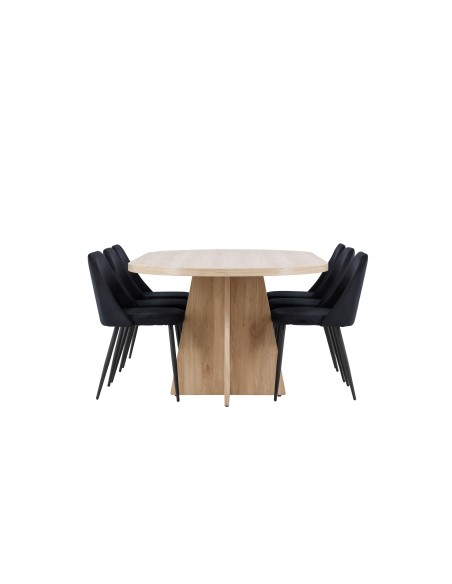 Matgrupp Bootcut med Night matstolar, 230 × 115 cm