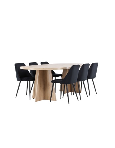 Matgrupp Bootcut med Night matstolar, 230 × 115 cm