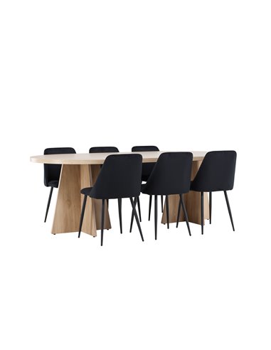 Matgrupp Bootcut med Night matstolar, 230 × 115 cm