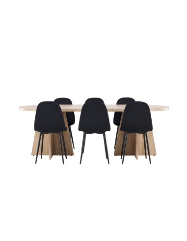 Matgrupp Bootcut med Polar matstolar, 230 × 115 cm