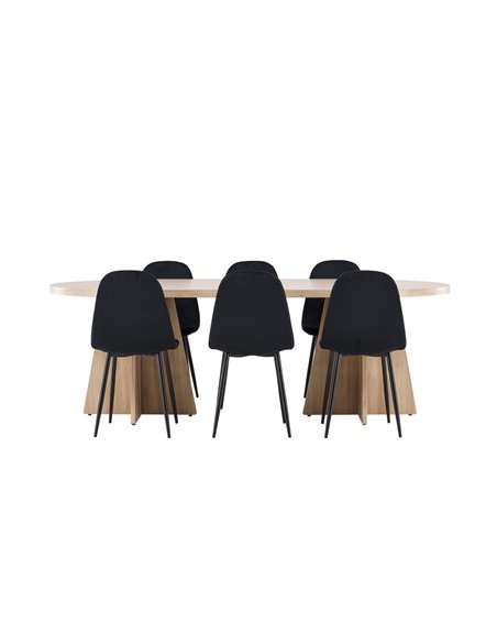 Matgrupp Bootcut med Polar matstolar, 230 × 115 cm