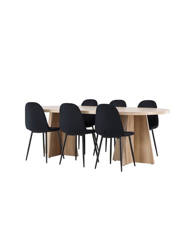 Matgrupp Bootcut med Polar matstolar, 230 × 115 cm