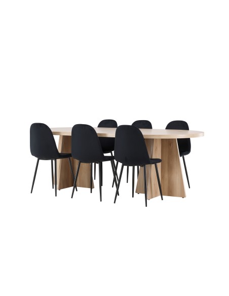 Matgrupp Bootcut med Polar matstolar, 230 × 115 cm