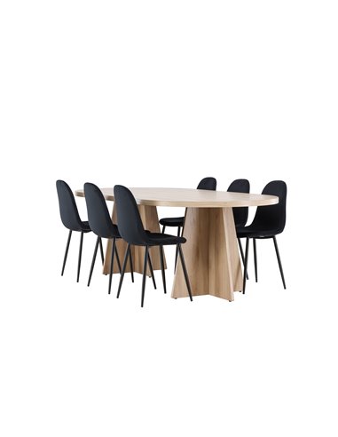 Matgrupp Bootcut med Polar matstolar, 230 × 115 cm