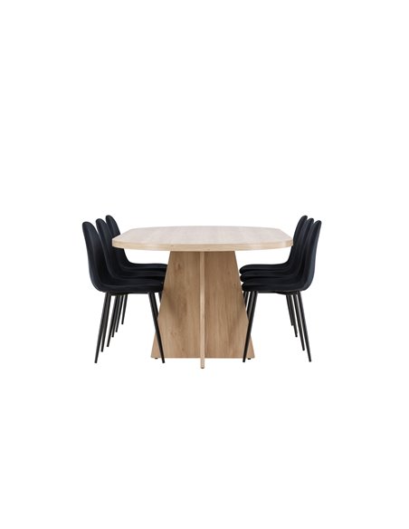 Matgrupp Bootcut med Polar matstolar, 230 × 115 cm