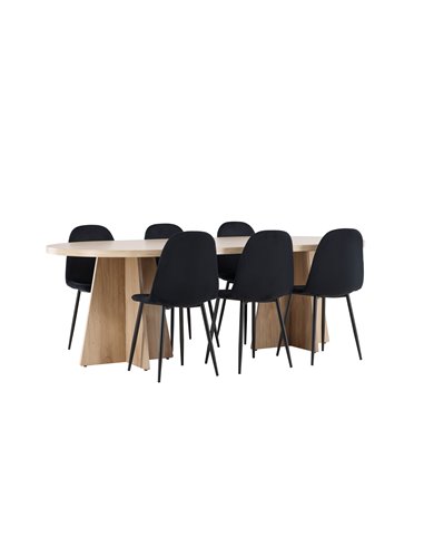 Matgrupp Bootcut med Polar matstolar, 230 × 115 cm