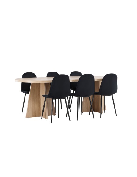 Matgrupp Bootcut med Polar matstolar, 230 × 115 cm