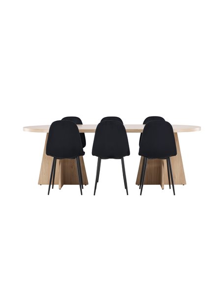 Matgrupp Bootcut med Polar matstolar, 230 × 115 cm