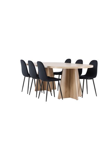 Matgrupp Bootcut med Polar matstolar, 230 × 115 cm