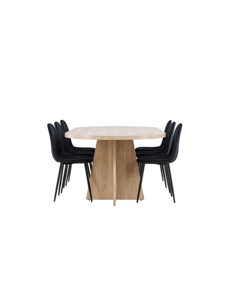 Matgrupp Bootcut med Polar matstolar, 230 × 115 cm