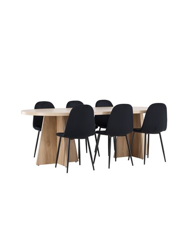 Matgrupp Bootcut med Polar matstolar, 230 × 115 cm