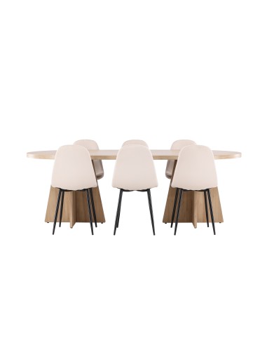 Matgrupp Bootcut med Polar matstolar, 230 × 115 cm