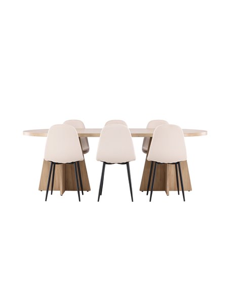 Matgrupp Bootcut med Polar matstolar, 230 × 115 cm