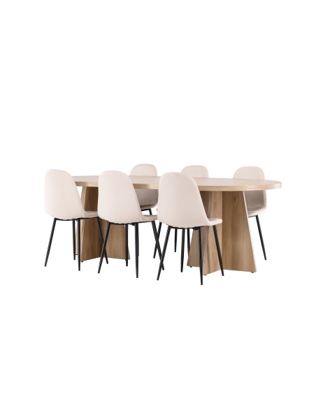 Matgrupp Bootcut med Polar matstolar, 230 × 115 cm
