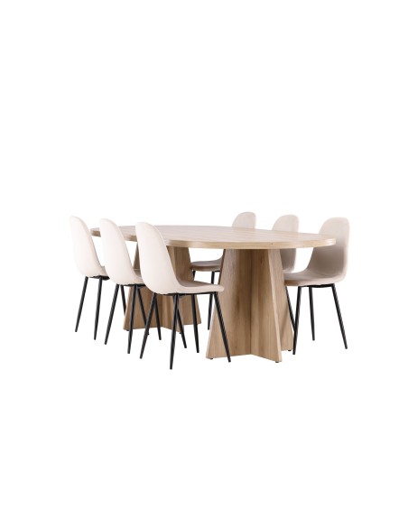 Matgrupp Bootcut med Polar matstolar, 230 × 115 cm