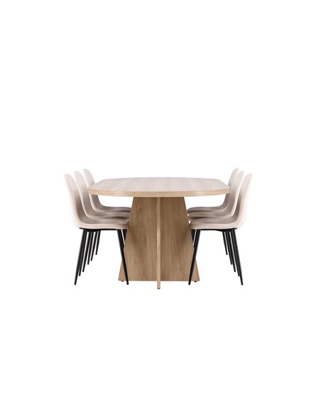 Matgrupp Bootcut med Polar matstolar, 230 × 115 cm