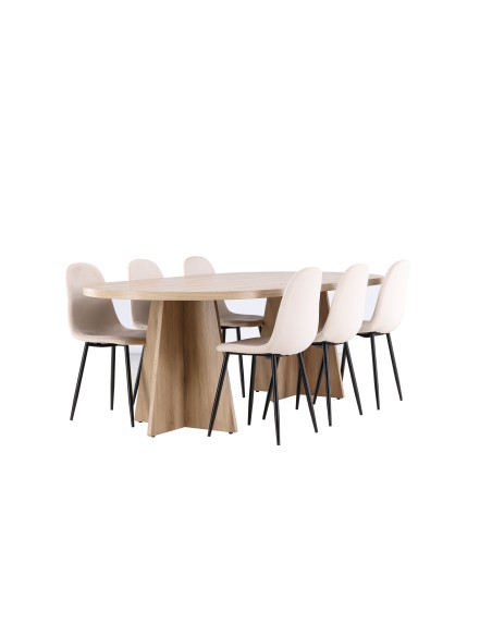 Matgrupp Bootcut med Polar matstolar, 230 × 115 cm