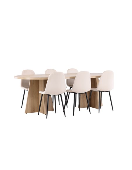 Matgrupp Bootcut med Polar matstolar, 230 × 115 cm
